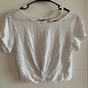 Express White Short Sleeve Crop Top